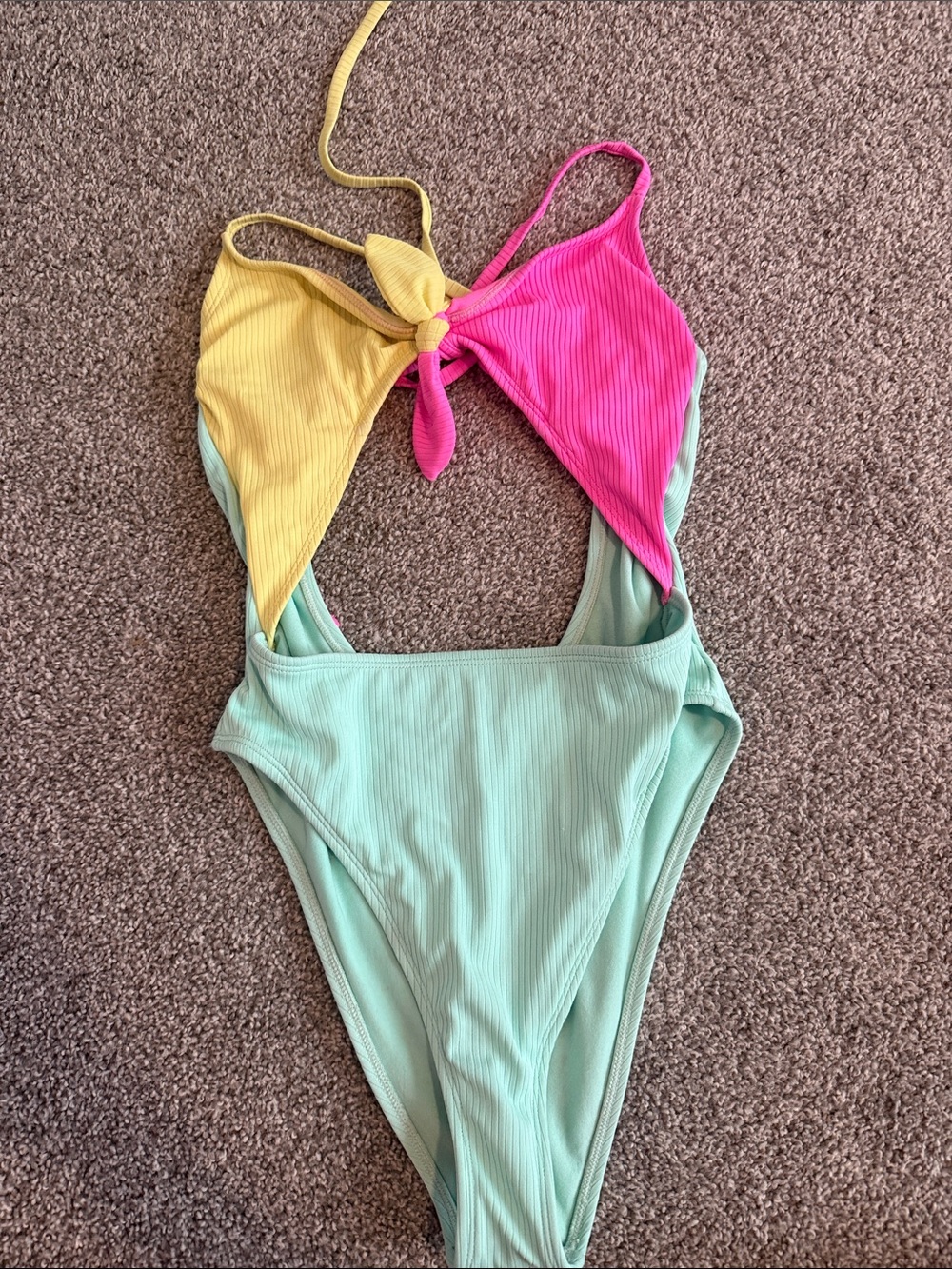 Xhilaration Colorblock One-Piece Swimsuit in Yellow, Pink & Mint